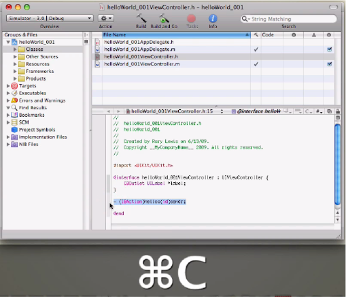 Copy your action code by highlighting the indicated line and using the shortcut.