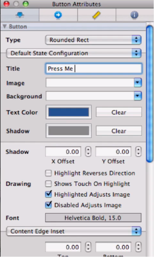 Enter the text "Press Me" in the title field of your Button Attributes frame.