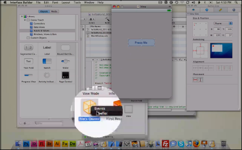 In Interface Builder, open the "Events" drop-down list from the File's Owner icon.