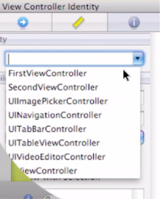 Select FirstViewController from the drop-down menu.