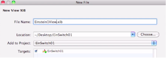 Save the first of your two nib files, "Einstein1View.xib."