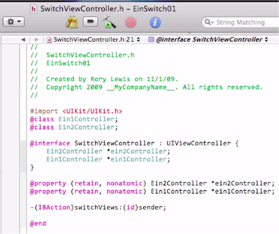 Once SwitchViewController.h is complete, save it, and go to the Lazy Load!