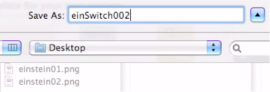 Name it "einSwitch002" and save it to your Desktop by entering .