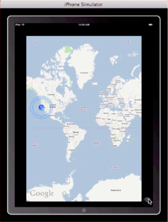 You already have a working map appearing in the iPad simulator.