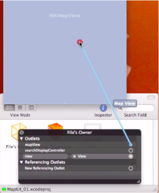 Connect the mapView of your File's Owner to your MKMapView.