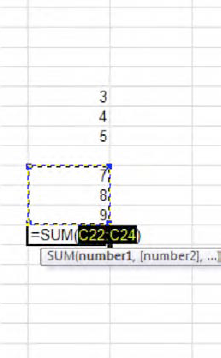 The blank cell interrupts the range to be added