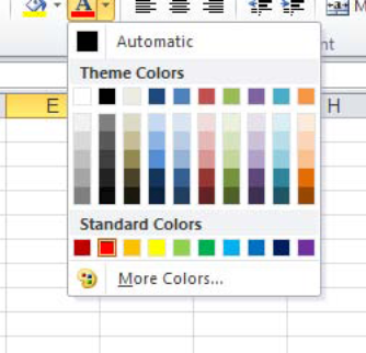 Standard font colors