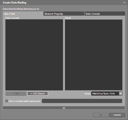 Create Data Binding dialog