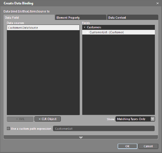 Create Data Binding with Object data source