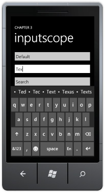 InputScope of Text SIP keyboard with word suggestion