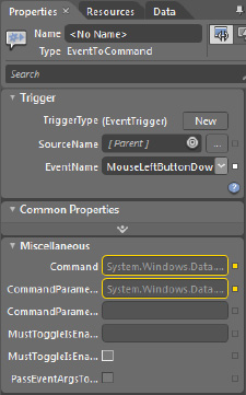 EventToCommand properties in Expression Blend