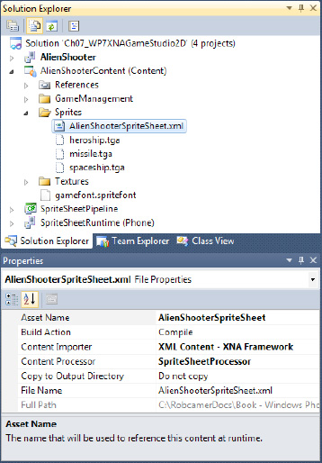 Solution and Content project after SpriteSheet modifications