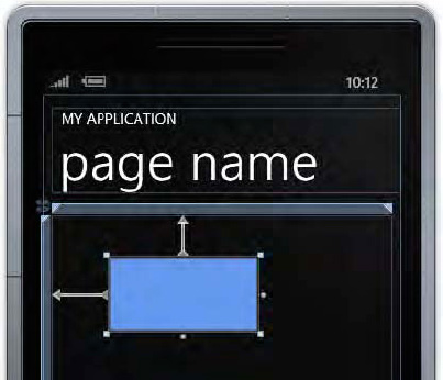 A Rectangle control selected within the Silverlight page designer