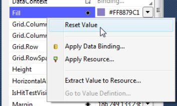 Resetting a property to its default value