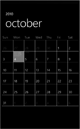 The Month view of your calendar.