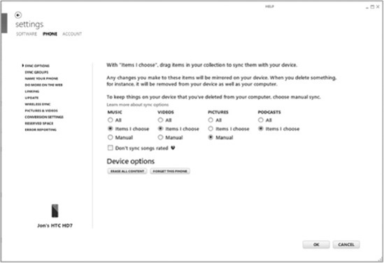 Selecting what files should synchronize automatically.