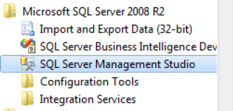 SQL Server Management Studio from the Windows menu