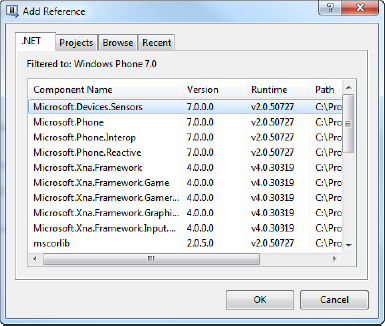 Adding a reference to Microsoft.Devices.Sensors