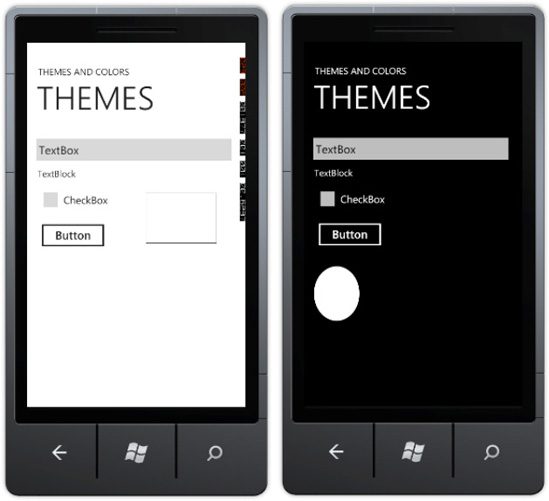 Two themes applied to the same Theming application example
