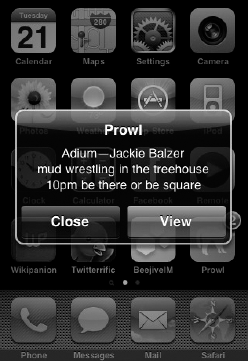 Prowl in action, notifying a user of an Adium message.