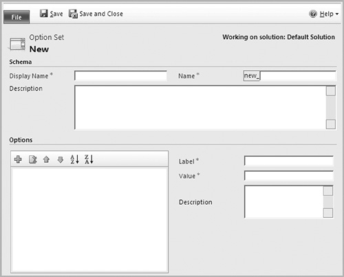 Task C Creating a global option set