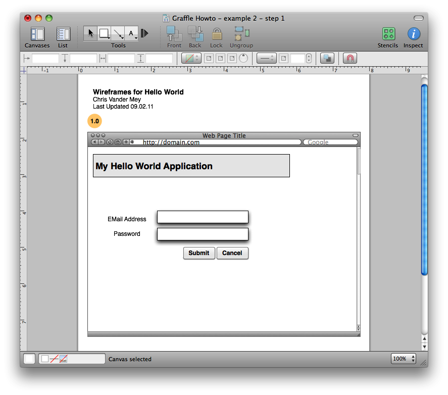 Flowchart wireframes, step 1: drawing the first wireframe