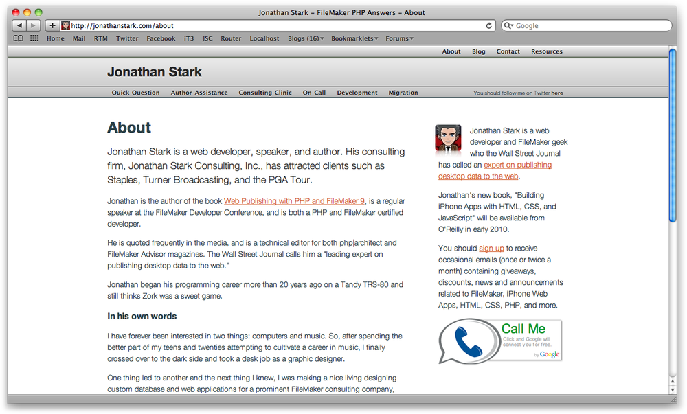 The desktop version of a typical web page looks fine in Safari on a computer