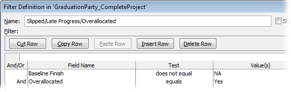 In this example, tasks must pass both tests to move on to the semi-finals. If you add And or Or to adjacent rows that contain tests, the filter runs each test in order.