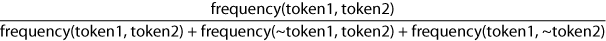 Contingency table example—values in italics represent “marginals,” and values in bold represent frequency counts of bigram variations