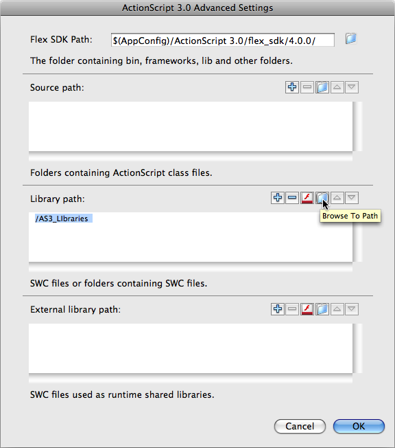 Adding your own application-wide classpath to Flash Professional CS5’s ActionScript preferences