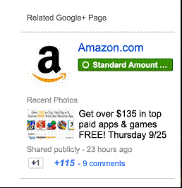 Gmail Google+ related pages widget
