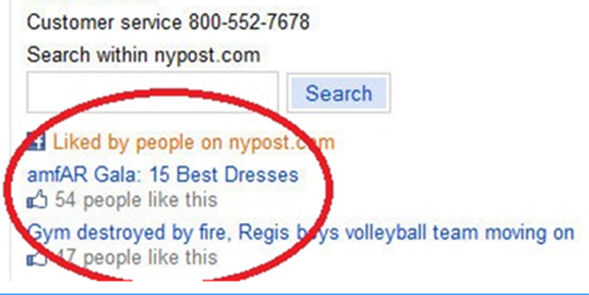 Bing search results from 2010 for “New York Post”