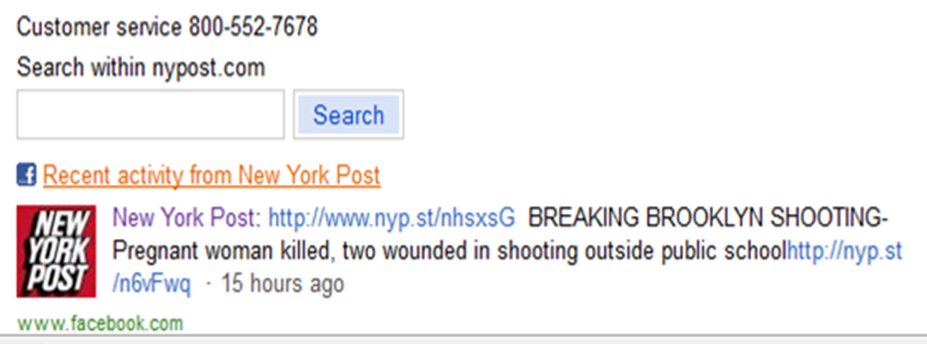 Bing search results from 2011 for “New York Post”