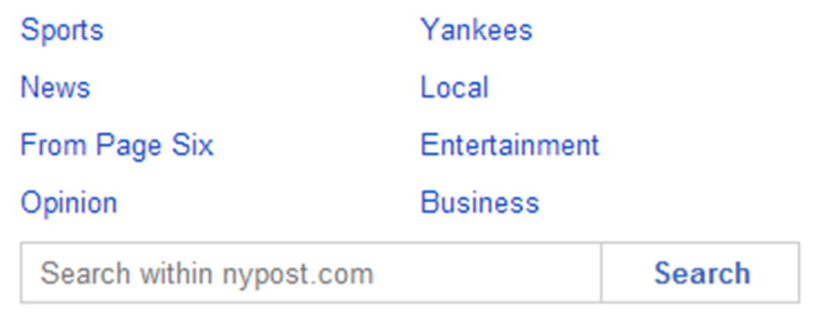Bing search results from 2012 for “New York Post”