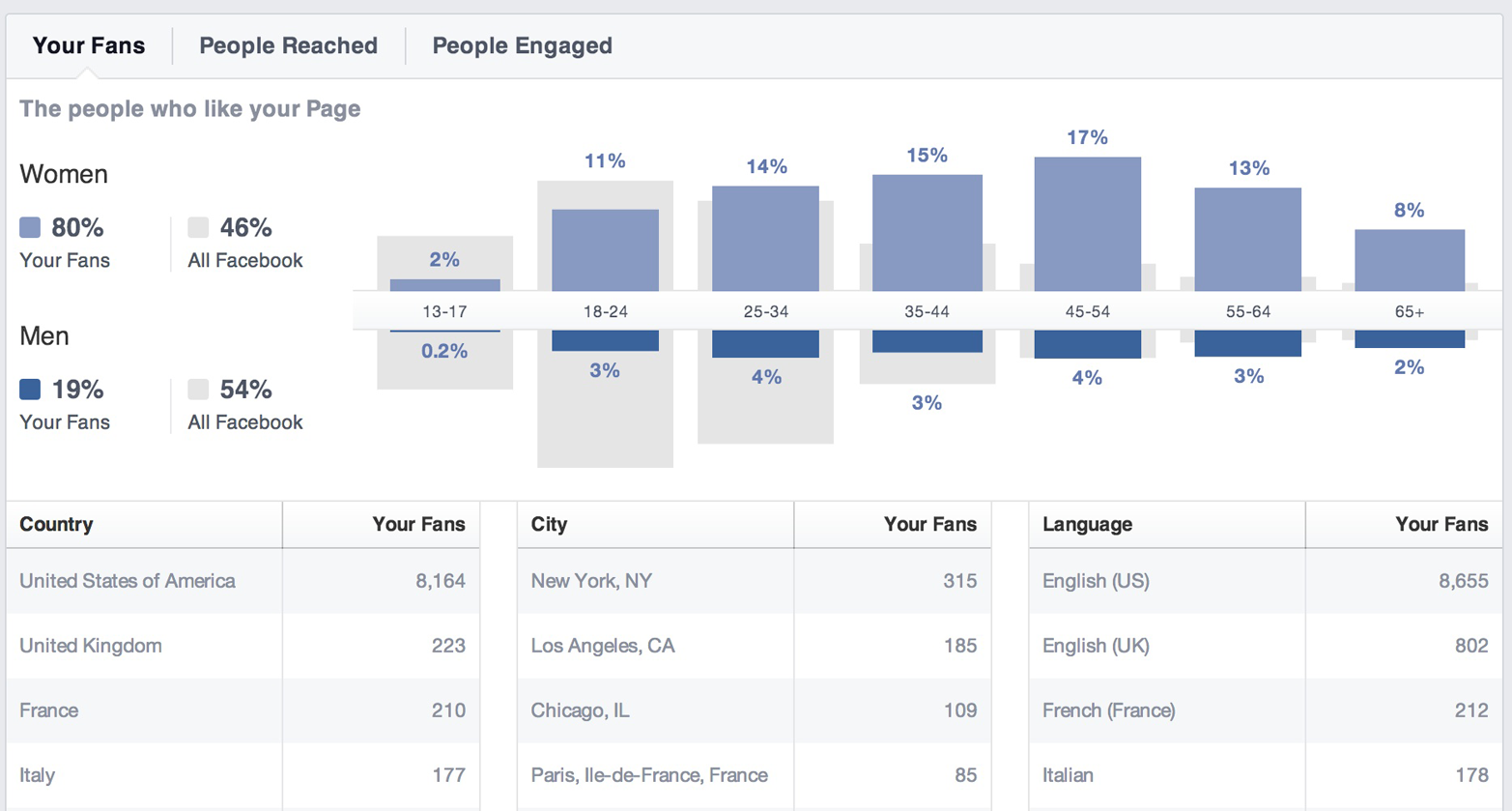 Facebook Insights demographics