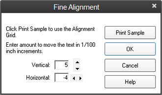 Typing a positive number in the Vertical box moves the form toward the top of the page. A positive number in the Horizontal box moves the form to the right on the page.Negative vertical and horizontal numbers move the form down and to the left, respectively.