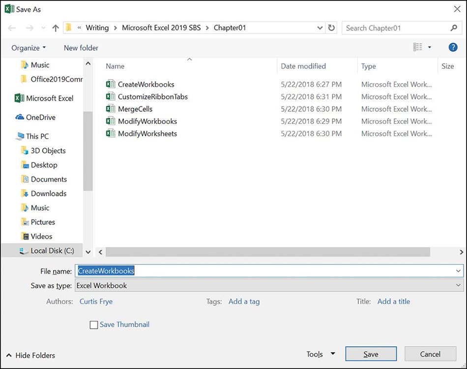 Screenshot of the Save As dialog box, which contains five files.