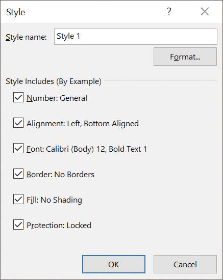 Screenshot of the Style dialog box.