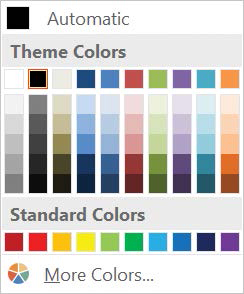 Screenshot of a color palette showing theme colors and standard colors.