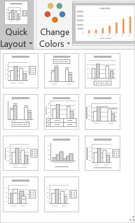 Screenshot of the Quick Layout gallery for a column chart.