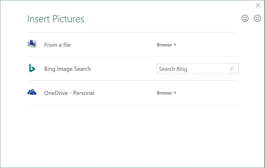 Screenshot of the Insert Pictures dialog box.