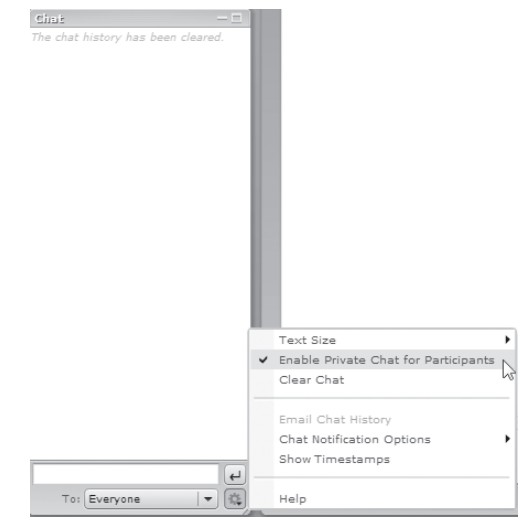 Figure 3. Participant Chat Privileges in Adobe Acrobat Connect Pro