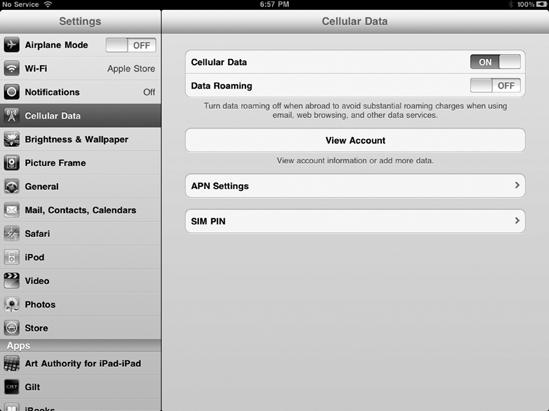 The Cellular Data settings screen displays 3G options.