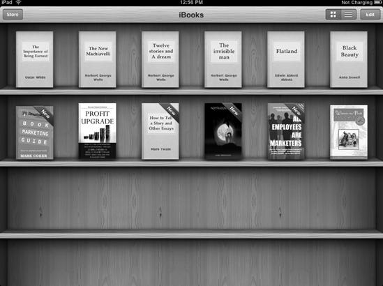 The iBooks virtual shelf