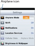 An iPad in airplane mode