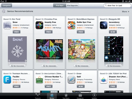 The Genius feature lists apps that are similar to ones already installed on your iPad.