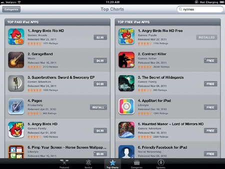 The Top Charts icon lets you find the best free (and commercial) apps.