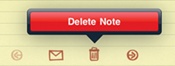 Tapping the Trash icon displays a Delete Note button.