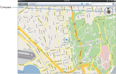 The compass lets you find north on a map.