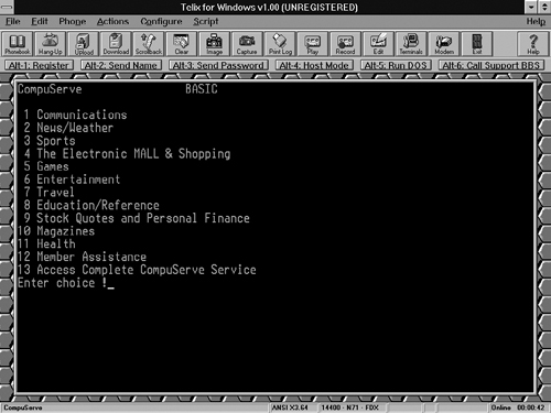 A Screenshot of the Early CompuServe Service